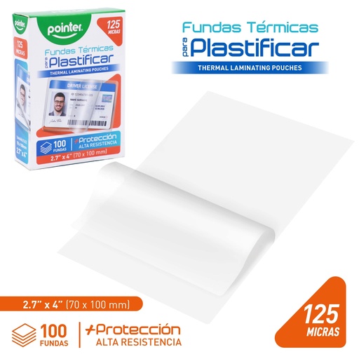 [YL-70100-2] LAMINAS PARA PLASTIFICAR TAMAÑO CARNET 125 MICRAS - 7x10CM
