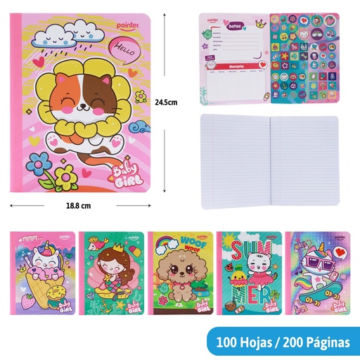 [COS-03S] CUADERNO COSIDO A4 RAYA ANCHA x100 HOJAS (STICKERS)