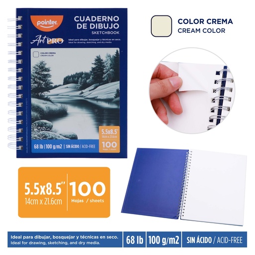 [SBSK-100-A5] CUADERNO DE BOCETO 100 HOJAS 16*22 CM