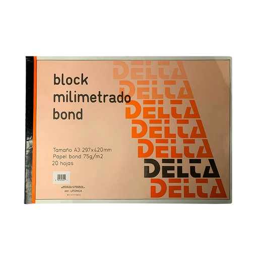 [12108] BLOCK MILIMETRADO BOND DELTA NARANJA DIN/A3 - 20HJ 29,7x42CM