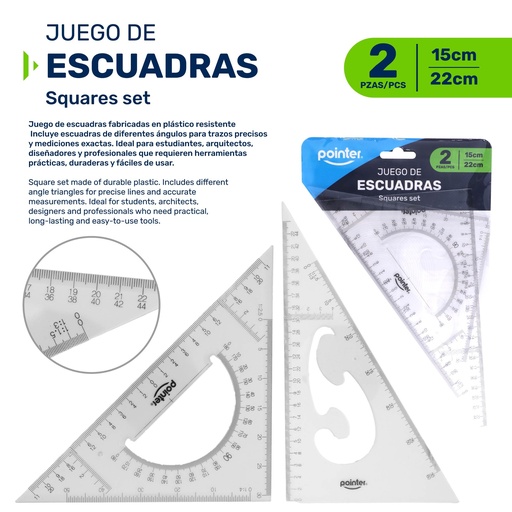 [RU-2591-10] JUEGO DE ESCUADRAS 15 Y 23CM