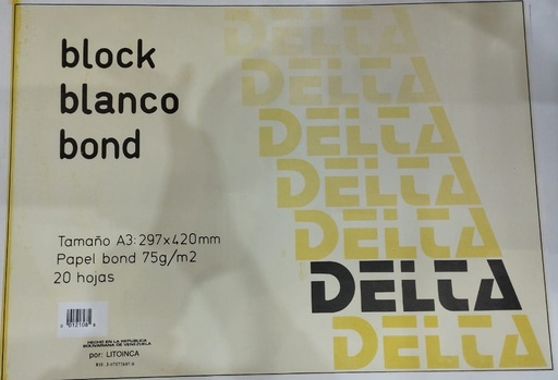 [12106] BLOCK BLANCO BOND DELTA AMARILLO DIN/A3 - 20HJ 29,7x42CM