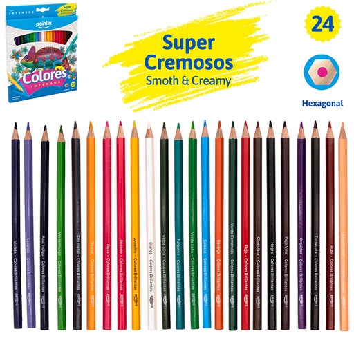 [BT-HCP-24] LAPICES DE COLORES x24PZS - INTENSOS CUERPO HEXAGONAL