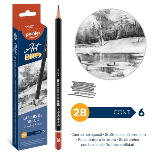 [DP-2B-6] LAPICES DE DIBUJO ART PRO 2B UNIDAD