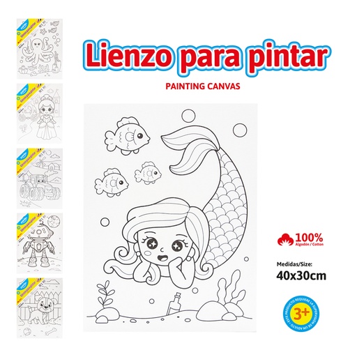 [CA-3040-B] LIENZO BLANCO CON DISEÑO - 40x30CM