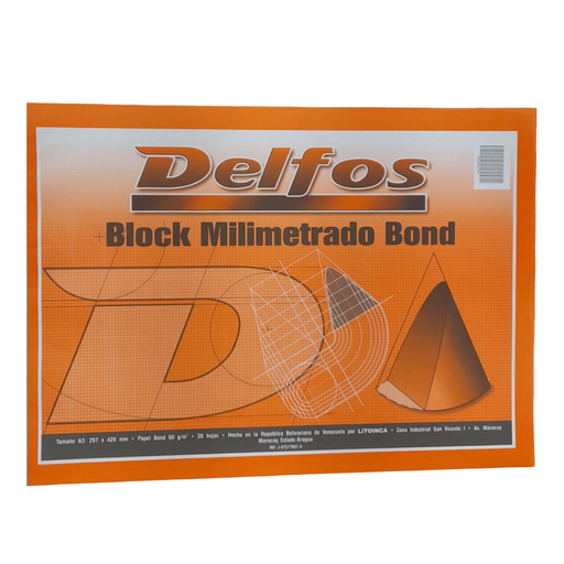 [12058] BLOCK MILIMETRADO BOND DELFOS NARANJA DIN/A3 - 20HJ 29,7x42CM