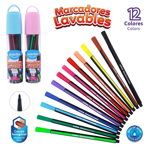 [WC-2495-12] MARCADORES 12 COLORES