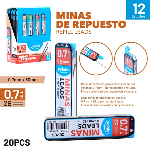 [PL-07-2B] MINAS DE REPUESTO 2B 0.7MM