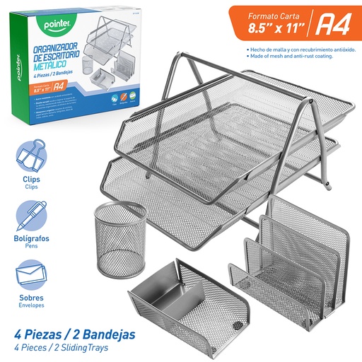 [ST-12-SV] ORGANIZADOR DE ESCRITORIO x 4 PZAS.