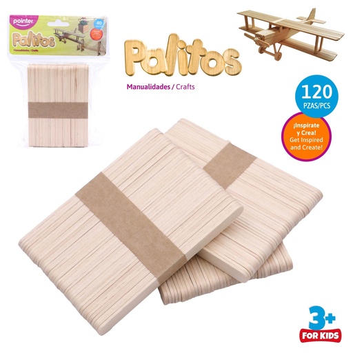 [30-CW-120O] PALETAS PARA MANUALIDADES x120PZAS (COLOR NATURAL)