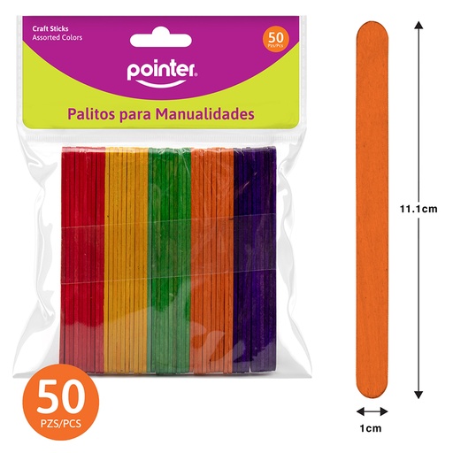[30-CW-50CO] PALITOS DE COLORES PARA MANUALIDADES x50PZAS