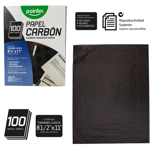 [CP-8511-N] PAPEL CARBON NEGRO - CARTA (21.6 x 27.9CM)
