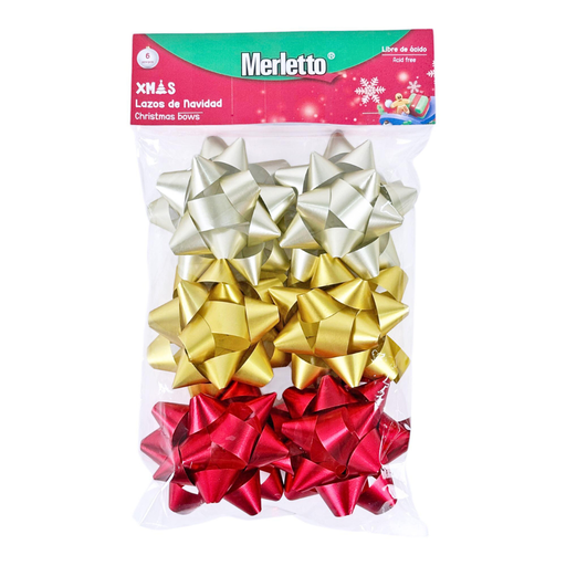 [784-8824601] SET DE 6 LAZOS SATINADO 3" 3 COLORES SURTIDOS 15x25