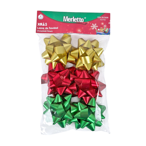 [784-8824602] SET DE 6 LAZOS SATINADO 3" 3 COLORES SURTIDOS 15x25