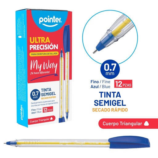 [BP-6007-A] BOLIGRAFO SEMIGEL AZUL ULTRA PRECISION - MY WAY 0.7MM UNIDAD