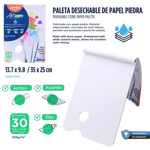 [PD-105-30] PALETA DE PAPEL DESECHABLE 30 HOJAS