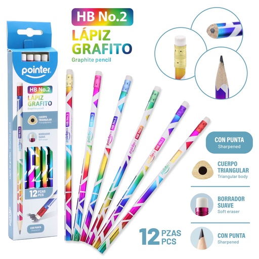 [YP-12T3] LAPIZ HB TRIANGULAR x 12 PZA.