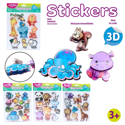 [STK-XLB3D] STICKERS 3D (ANIMALES)