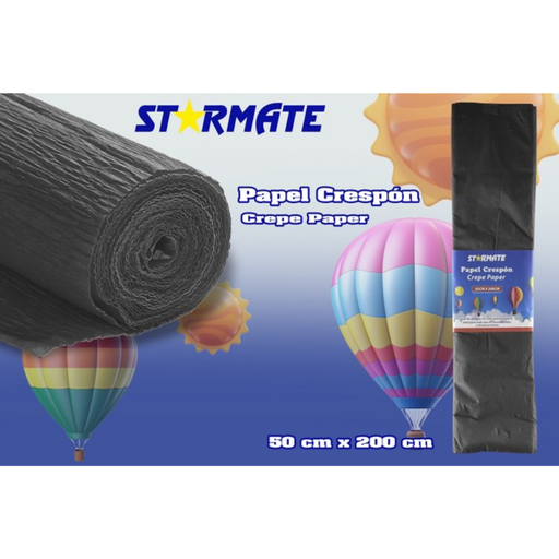 [STR-CP-8019] PAPEL CRESPON 50X200CM NEGRO