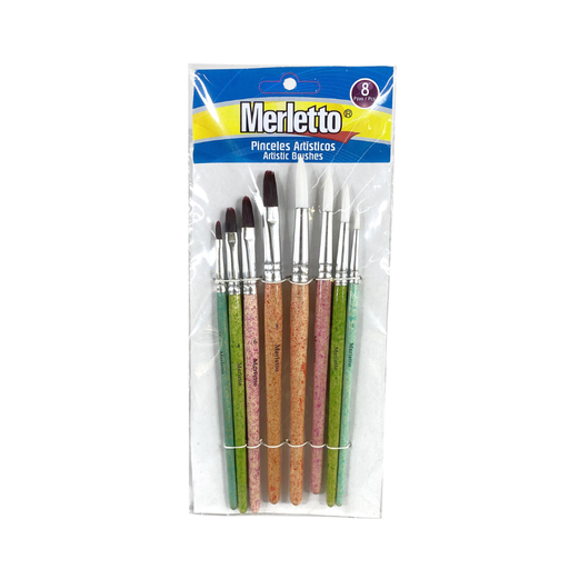 [780-1592917] SET DE PINCELES 8PZAS PUNTA OBLATE (4810) REDONDA (481012)