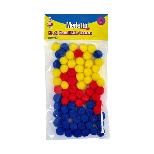 [785-6384230] SET DE POMPONES 80PZA  15MM 3COLORES SURTIDOS