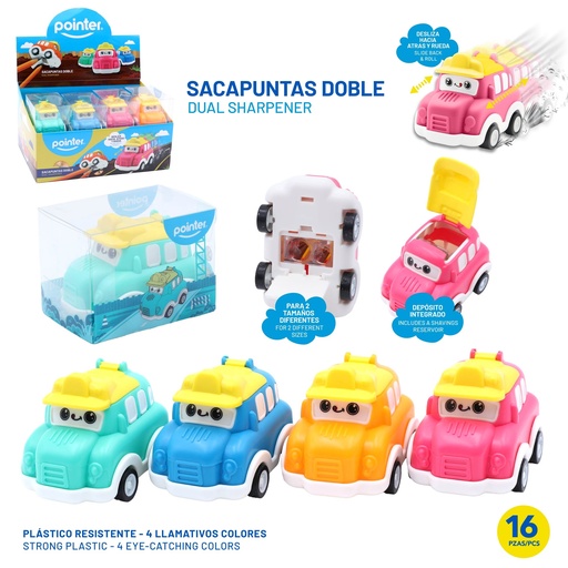 [SH-2518] SACAPUNTAS DOBLE (CARRO)
