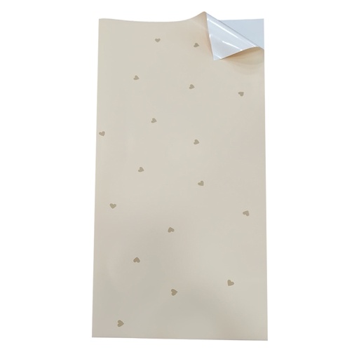 [HQ-WR-4207] PAPEL COREANO OUYA BITONO OPACO CORAZONES - BEIGE 58x58CM