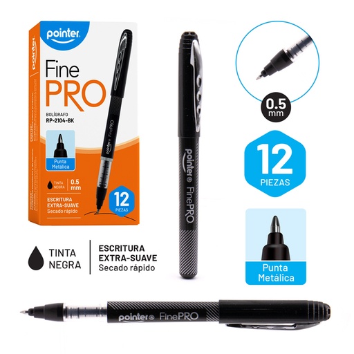 [RP-2104-BK] BOLIGRAFO DE GEL NEGRO - FINE PRO 0.5MM