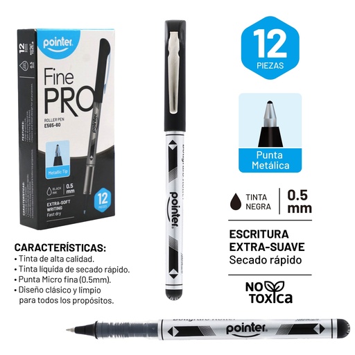 [E565-60] BOLIGRAFO TINTA GEL NEGRO - ROLLER FINE PRO 0.5MM
