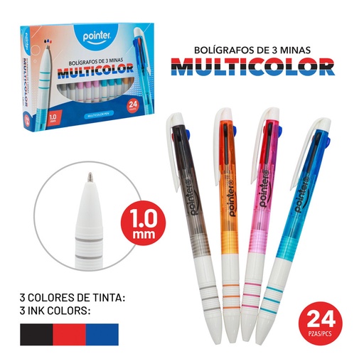 [BP-22116] BOLIGRAFO RETRACTIL MULTICOLOR - 1.0MM UNIDAD