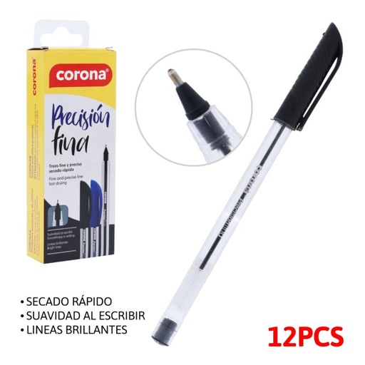 [BP-12-BLACK] BOLIGRAFO PRESICION FINA (NEGRO) UNIDAD
