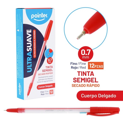 [BP-5007-R] BOLIGRAFO SEMIGEL ROJO ULTRA SUAVE 0.7MM UNIDAD 