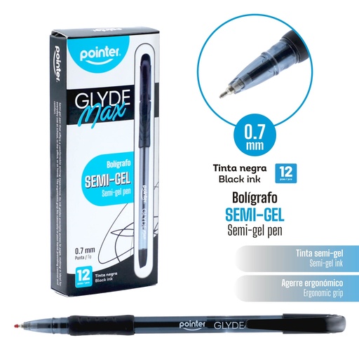 [BP-25115-BK] BOLIGRAFO SEMI GEL TINTA NEGRA 0.7 mm