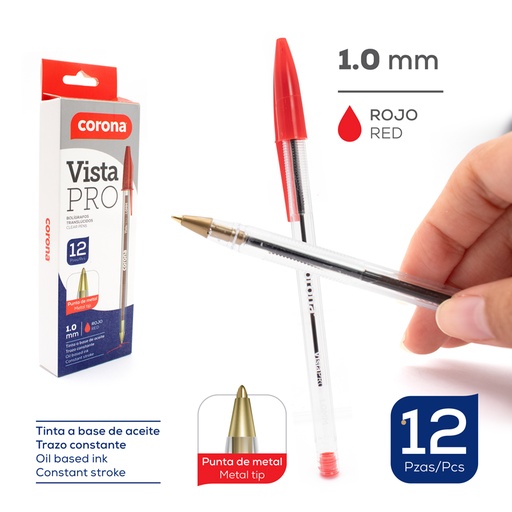 [BP-940-RD] BOLIGRAFO VISTA PRO ROJO UNIDAD