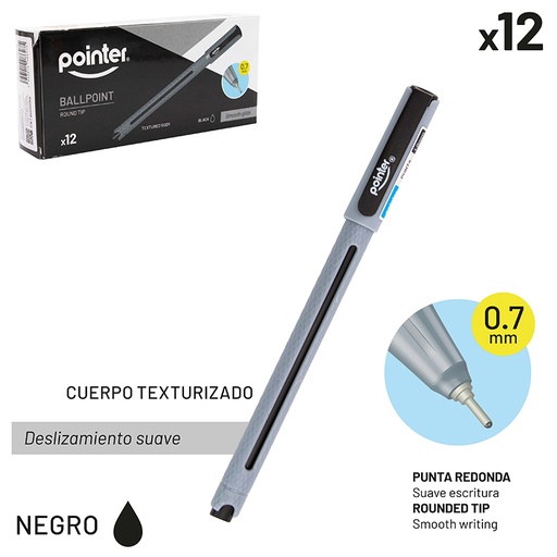 [BP-7007-N] BOLIGRAFO TINTA NEGRA 0.7MM - CUERPO TEXTURIZADO UNIDAD