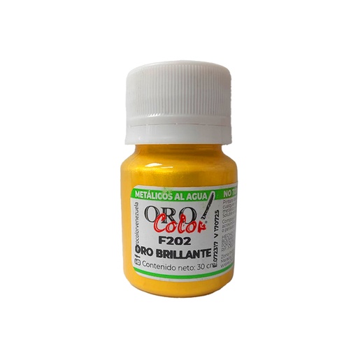 [F202-30] PINTURA METALICOS AL AGUA ORO BRILLANTE 30ML