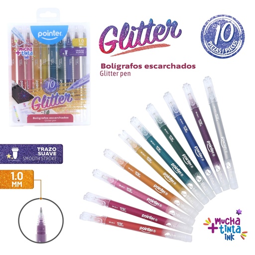 [GIP-25117] BOLIGRAFOS DE GEL ESCARCHADOS 10 COLORES 1.0 mm