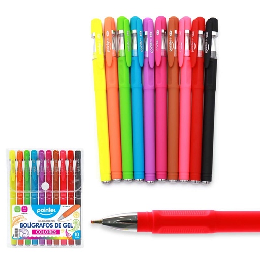 [BP-1805-10] BOLIGRAFOS POINTER DE GEL 1.0 MM  X10
