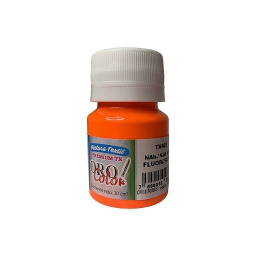 [TX403] PINTURA TEXTIL PREMIUM NARANJA NEON 30ML