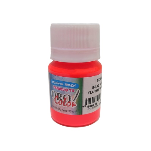 [TX404] PINTURA TEXTIL PREMIUM ROJO NEON 30ML