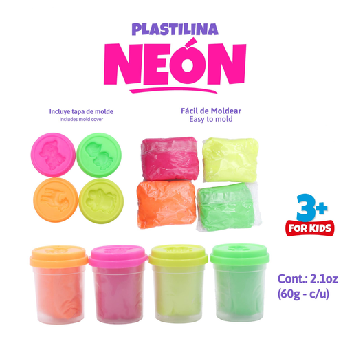 [DGH-460-N] PLASTILINA PARA MOLDEAR - COLORES NEON UNIDAD
