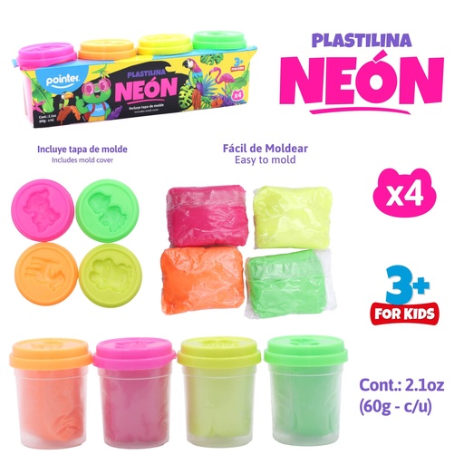 [DGH-460-N] PLASTILINA PARA MOLDEAR - COLORES NEON UNIDAD