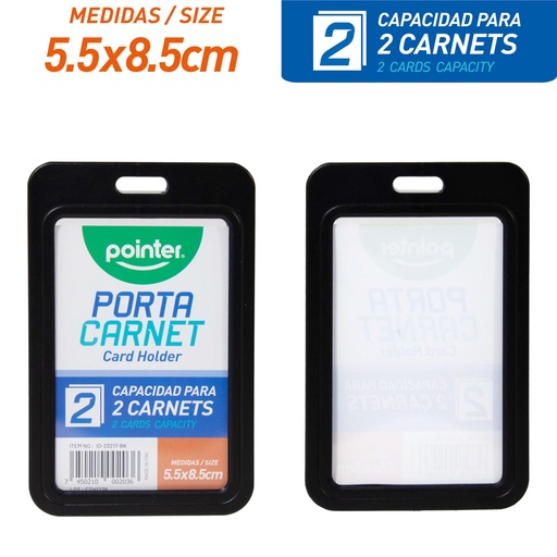 [ID-23217-BK] PORTA CARNET VERTICAL DE PVC NEGRO 5,5x8,5Cm
