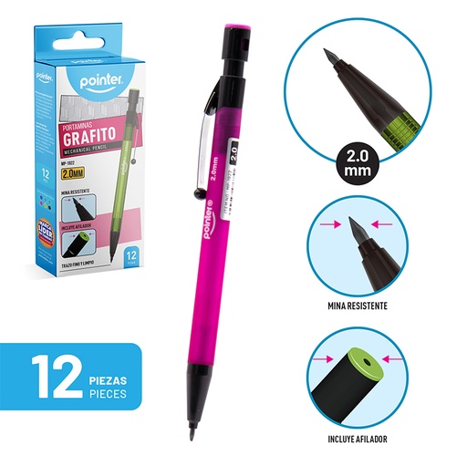 [MP-1922] PORTAMINAS CUERPO PLASTICO 2.0MM
