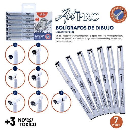 [FLM-1807] BOLIGRAFOS DE DIBUJO x7PZAS