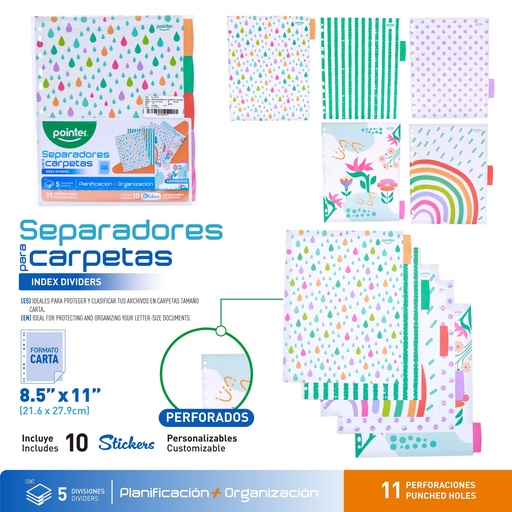 [FL-25179] SEPARADORES DE CARPETA 5 DIVISIONES