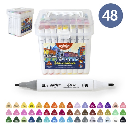 [AHC-48] SET DE MARCADORES MEZCLABLES ART PRO DOBLE PUNTA x48 COLORES