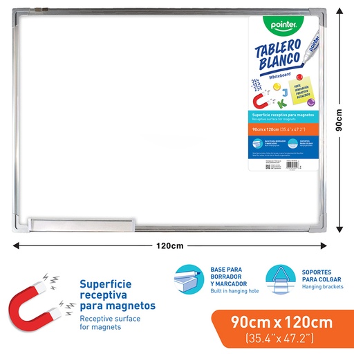[WB-90X120] TABLERO BLANCO - 90 x 120CM
